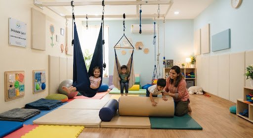 Low Arousal sensory support space with Vestibular Swings and Bolsters at Jhanak GK-1